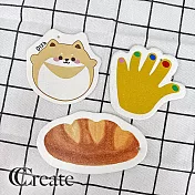 【CC家居】水彩繪造型壓縮木漿棉3入組(洗碗海棉/菜瓜布/可吊掛) 柴柴+麵包+手手