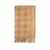 COACH 印花雙面圍巾-卡其粉相間星星