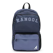 KANGOL - 英國袋鼠撞色系多口袋大容量休閒後背包-共4色 藍色