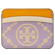 TORY BURCH 雙T-LOGO拼接皮革名片夾 紫色