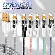 CITY BOSS馬卡龍 USB to Lightning 45W小夜燈充電傳輸線-200cm 紫色