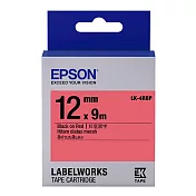EPSON 原廠標籤帶 粉彩系列 LK-4RBP 12mm 紅底黑字