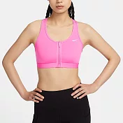 NIKE AS W NK DF SWOOSH PDED FZ BRA 女運動內衣-粉-FN2732675 M 粉紅色