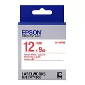 EPSON 原廠標籤帶 一般系列 LK-4WRN 12mm 白底紅字