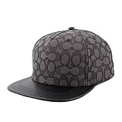 COACH CC Logo 緹花布及皮革棒球帽 (M-L)(炭灰色/黑色)