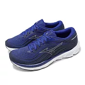 Mizuno 慢跑鞋 Wave Skyrise 5 Wide 男鞋 藍 黑 寬楦 高回彈 路跑 運動鞋 美津濃 J1GC2423-03