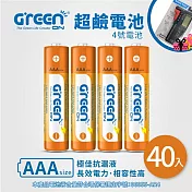 【GREENON】超鹼電池 4號(AAA)-40入家庭組 贈萬用液晶電壓電池檢測器 長效型鹼性電池 電量持久 抗漏液