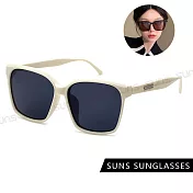 【SUNS】抗UV太陽眼鏡 方框潮流墨鏡 ins時尚墨鏡 大框墨鏡 S289 米白色