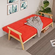 Homelike 喜家居亞麻布沙發床-赤朱紅(2353)