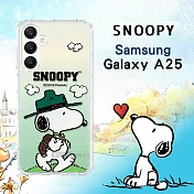 史努比/SNOOPY 正版授權 三星 Samsung Galaxy A25 5G 漸層彩繪空壓手機殼 (郊遊)