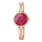 Roven Dino羅梵迪諾 蝶戀花海時尚腕錶-玫瑰金X紅