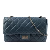 CHANEL 藍紫色 小羊皮 雙蓋 2.55 JUMBO 32cm_展示品 (籃紫色)