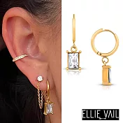 ELLIE VAIL 邁阿密防水珠寶 公主切割方鑽X金色小圓耳環 Chantel Baguette Huggie