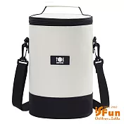 【iSFun】加長圓桶＊大容量肩背保冷保溫便當包/ 米黑