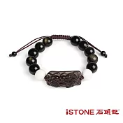 石頭記 冰種黑曜石貔貅手鍊-硨磲龍年特仕款