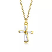 GIUMKA．925純銀項鍊．十字架．鎖骨鏈．MNS23013 金色