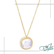 【伊飾童話】珠貝銀光＊方形圓潤碎鑽鈦鋼項鍊