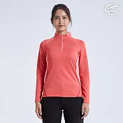 ADISI 女半門襟抗靜電紗透氣快乾長袖上衣AL2321040 (S-2XL) 保暖 吸濕 速乾 輕量 柔軟 S 洋紅