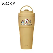 【WOKY X 三麗鷗】Kitty聯名–[●●]渾圓杯 鈦陶瓷款770ml (附彈跳&矽膠粗吸管) 漫享暄時(烏龍)