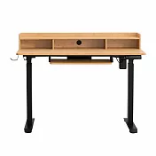 IDEA-質感木紋電動升降桌/辦公桌-三色可選《鍵盤抽屜款》 原木色