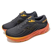 Mizuno 慢跑鞋 Wave Skyrise 5 男鞋 灰 橘 高回彈 緩衝 厚底 運動鞋 美津濃 J1GC2409-01