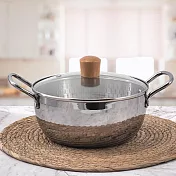 KIYODO韓式430不鏽鋼捶紋鍋-20cm-附蓋-1組