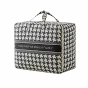 【E.dot】手提加厚棉麻被子收納袋 -大號(2入組) 黑色千鳥格-大號