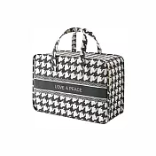 【E.dot】手提加厚棉麻被子收納袋 -小號(2入組) 黑色千鳥格-小號