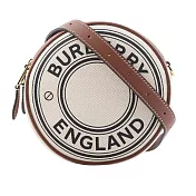 BURBERRY Louise 徽標圖案棉質圓餅包 (自然色/棕褐色)