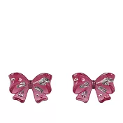 COACH 彩色玻璃鑲飾蝴蝶結造型針式耳環 粉紅色