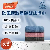 【HKIL-巾專家】MIT歐風極緻厚感重磅飯店彩色毛巾(3色任選)-6入組 3色平均出貨