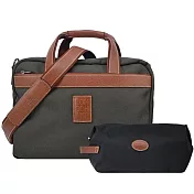 LONGCHAMP BOXFORD系列帆布兩用旅行袋(附盥洗包) 棕