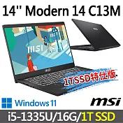 ★硬碟升級★msi微星 Modern 14 C13M-1063TW 14吋 商務筆電 (i5-1335U/16G/1T SSD/Win11/經典黑)