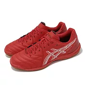 Asics 足球鞋 Calcetto WD 9 2E 男鞋 寬楦 紅 白 皮革 抓地 室內足球 運動鞋 亞瑟士 1113A037600