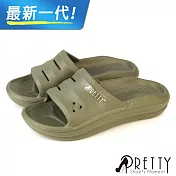 【Pretty】男女 女大尺碼 拖鞋 浴室拖鞋 防水拖鞋 輕量 厚底 一體成形 室內室外 海灘 臺灣製 EU36 綠色