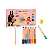 法國《Moulin Roty》 -- 可洗式3合1蠟筆(9色)-奇趣怪誕 ☆