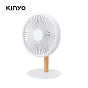 【KINYO】原木質感充電桌扇7吋|USB充電|原木質感|超薄底座|電桌扇 UF-7059 白