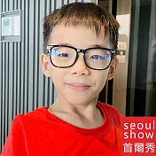 seoul show首爾秀 米釘透框兒童近視可換近視片平光眼鏡 8297  黑色