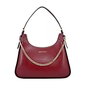 MICHAEL KORS WILMA金字皮革掛鍊肩背包-中/ 酒紅