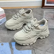 【Amoscova】粗鞋帶厚底百搭老爹鞋 女鞋(1711) EU36 灰色