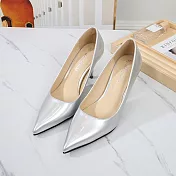 【Amoscova】純色尖頭淺口高跟鞋 工作鞋(1713) EU36 銀色