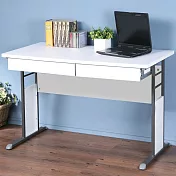 《Homelike》巧思120cm書桌-白色加厚桌面(附抽屜x2)