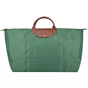 LONGCHAMP LE PLIAGE系列短把再生尼龍摺疊水餃旅行袋(特大) 鼠尾草綠