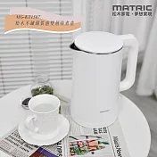 MATRIC松木 304不鏽鋼雙層防燙快煮壺1.5L(英國STRIX溫控器)純淨白 MG-KT1507