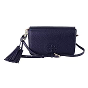 Tory Burch 流蘇皮革翻蓋斜揹包-深藍