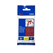 Brother 絲質緞帶標籤帶 TZe-RW34 (12mm 酒紅底金字) 原廠公司貨