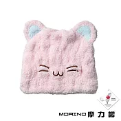 【MORINO摩力諾】超細纖維動物造型速乾兒童浴帽- 貓咪-粉色