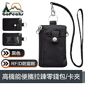 GoPeaks 高機能便攜RFID防盜刷拉鍊零錢包/證件卡夾 黑色