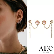 AEC PARIS 巴黎品牌 白鑽粉水晶耳環 金色小垂墜耳環 DROP EARRINGS CHLORIS