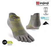 injinji Run輕量吸排五趾隱形襪NX S 霓黃/灰